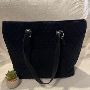 Elegant Black Quilted Vera Bradley Tote Bag